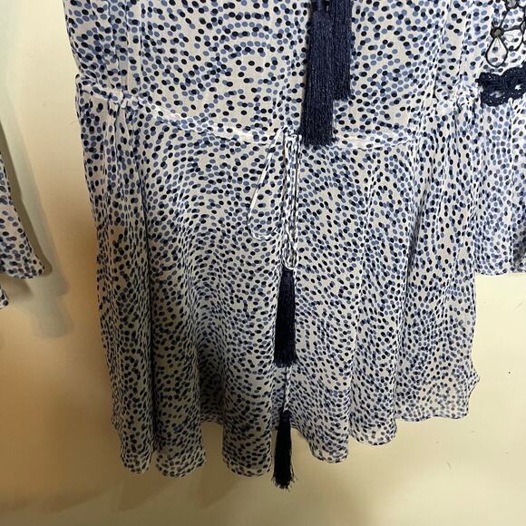 Alexis LANELLE PRINTED LONG-SLEEVE MINI DRESS IN BLUE sz M - Picture 8 of 10